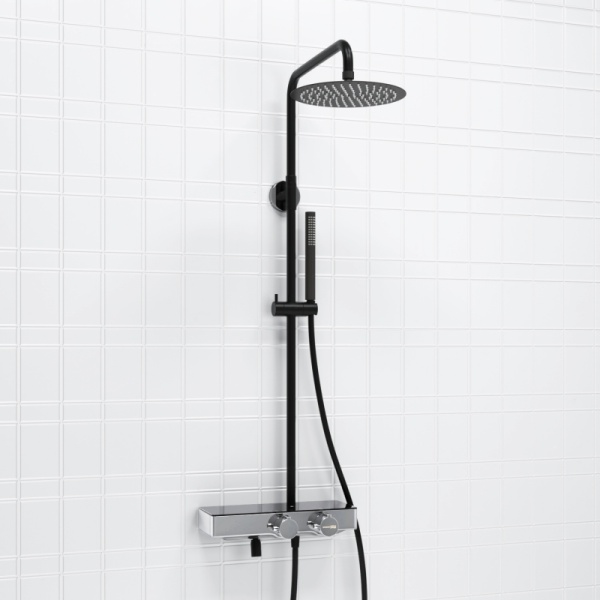 Душевая система со смесителем Wasserkraft  A114.258.217.CB Thermo монтаж настенная с термостатом черный