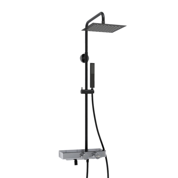 Душевая система со смесителем Wasserkraft  A114.255.218.CB Thermo монтаж настенная с термостатом черный