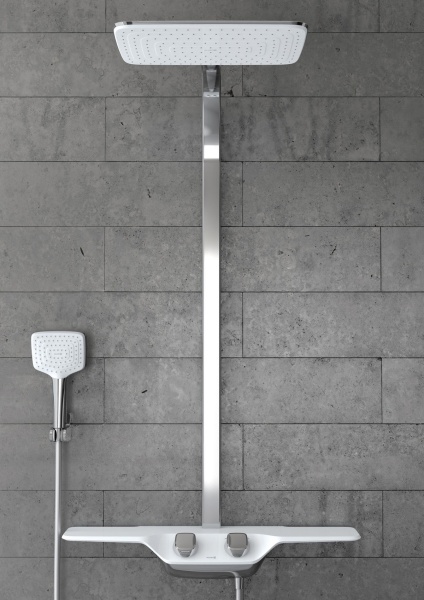 Душевая система со смесителем Kludi Cockpit 8020091-00 монтаж настенная с термостатом хром/белый