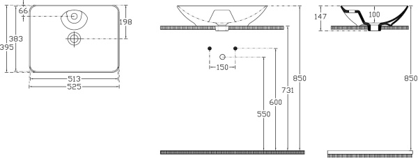 Раковина накладная прямоугольная Allen Brau Fantasy 4.11015.20 керамика цвет белый