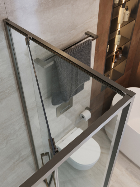 Душевой угол Cezares Lux LUX-AH-FS-1-70/80-C-GM прямоугольный 70x80 стекла прозрачные, профиль оружейная сталь