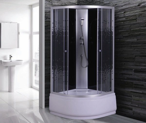 Душевая кабина без крыши Niagara Eco NG-7508-14ВК четверть круга  90x90 стекла прозрачные с узором, профиль матовый хром