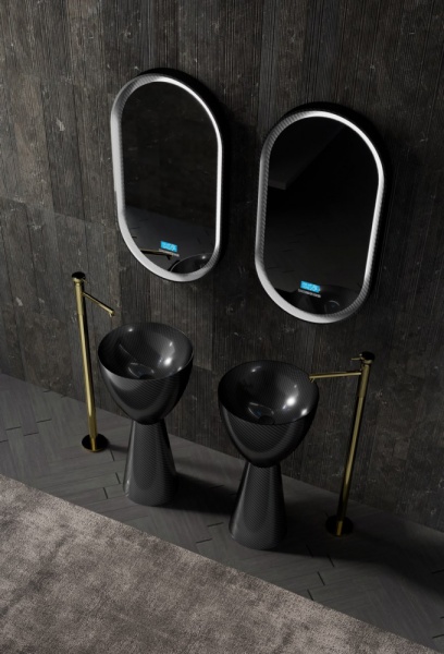 Раковина напольная круглая Abber KARBON AK2003 карбон цвет черный