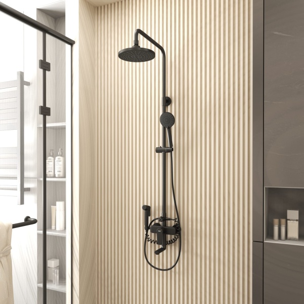 Душевая система со смесителем D&K Bayern.Furth DA1524705B18 монтаж настенная без термостата черный