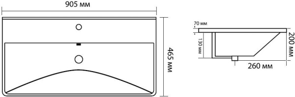Раковина мебельная прямоугольная Aquanet Ирис 00329250 керамика цвет черный матовый