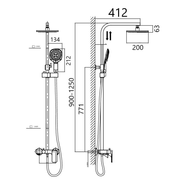 Душевая система со смесителем D&K Berlin DA1433701A01 монтаж настенная без термостата хром