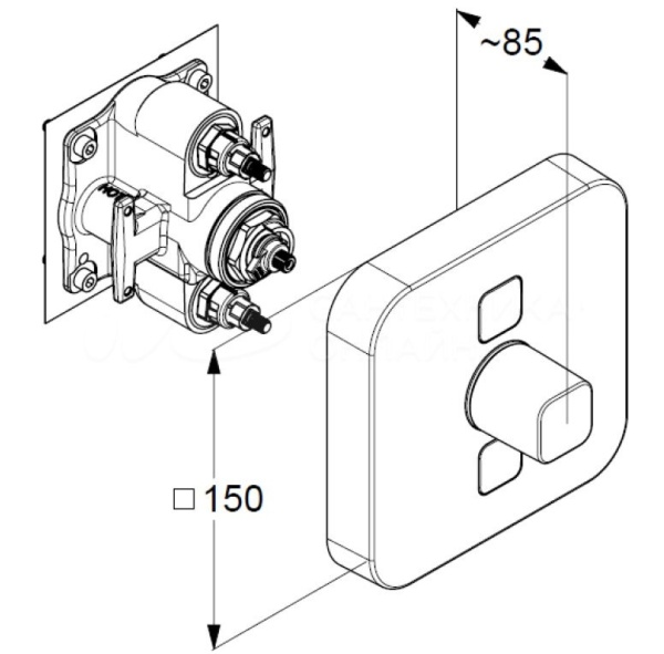 Смеситель для душа Kludi Push 387110538 встраиваемый в стену 
с термостатом хром