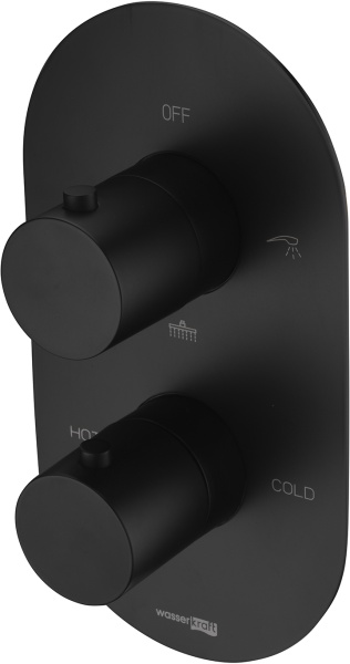 Смеситель для душа Wasserkraft Elbe 7444 Thermo встраиваемый в стену 
с термостатом черный