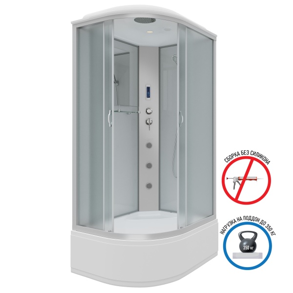 Душевая кабина с крышей Niagara Classic NG-2310-14RF асимметричная  120x80 стекла матовые, профиль матовый хром