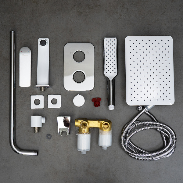 Душевая система со смесителем Lemark Allegro LM5922CW монтаж встраиваемая в стену без термостата хром/белый