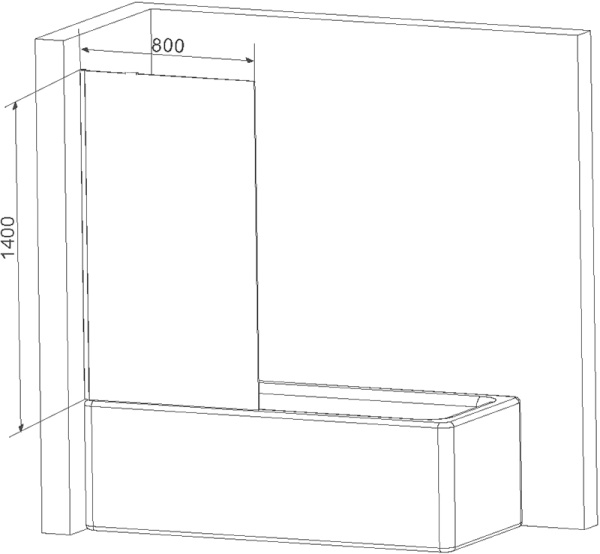 Шторка для ванны неподвижная  Am.Pm Gem W90BS-080-140CT 80 см, стекла прозрачные, профиль хром