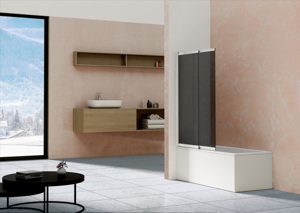 Шторка для ванны раздвижная  Vincea VSB-1E VSB-1E100CGB 100 см, стекла прозрачные, профиль черный