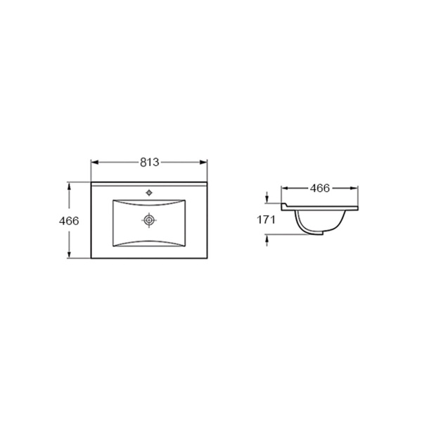 Раковина мебельная прямоугольная Vincea  VBS-13980MB фарфор цвет черный матовый