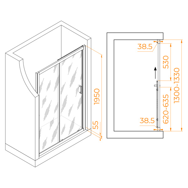 Душевая дверь RGW Passage PA-016 350801613-11 130 см стекла прозрачные, профиль хром