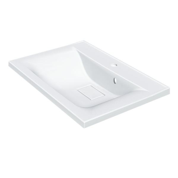 Раковина мебельная прямоугольная Vincea  VCB-3M650W литьевой мрамор цвет белый