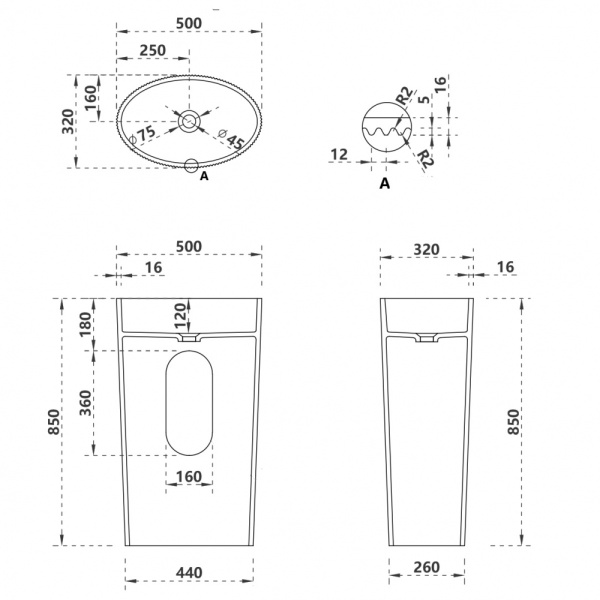 Раковина  овальная Abber STEIN AS2504-H искусственный камень цвет белый матовый