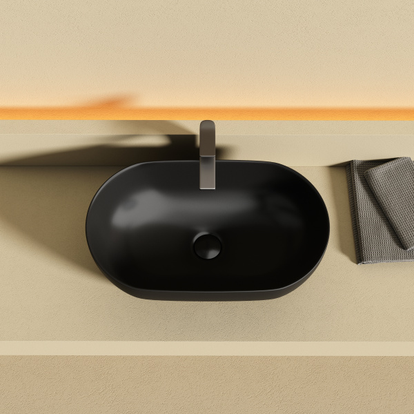 Раковина накладная овальная Ceramica Nova Twist CN12001MB фарфор цвет черный матовый