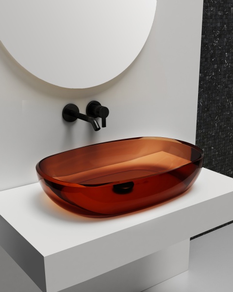 Раковина  овальная Abber Kristall AT2805Opal полиэфирная смола цвет коричневый