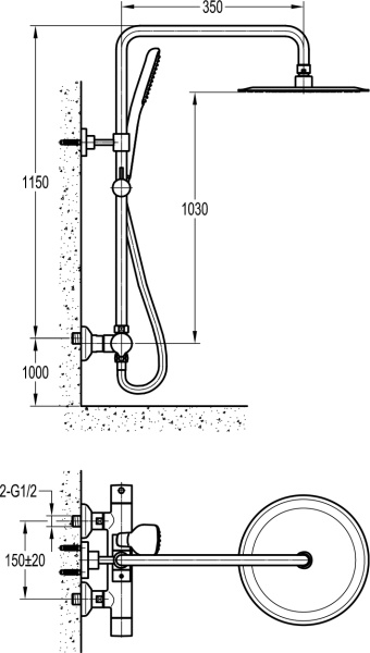 Душевая система со смесителем Cezares Siesta SIESTA-F-CD-T-01 монтаж  с термостатом 