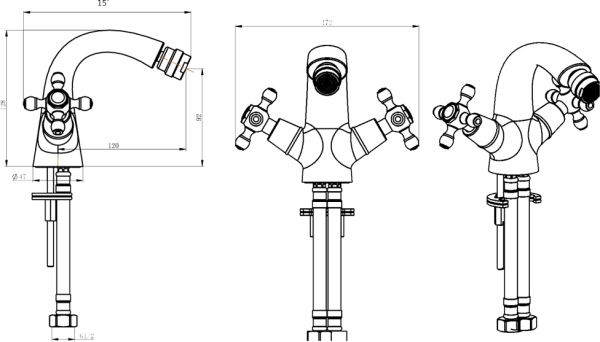 Смеситель для биде Boheme Camelia 316-Camelia латунь 