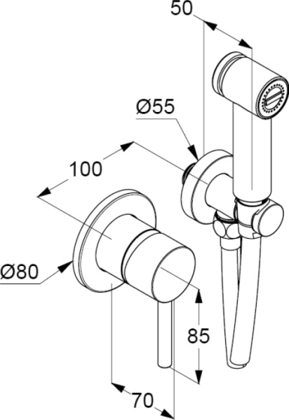 Гигиенический душ Kludi Bozz 389980576 встраиваемый в стену хром