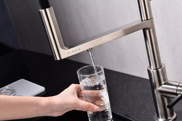 Смеситель для кухни Paulmark Tornado To213402-BS с подключением к фильтру брашированная сталь