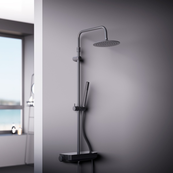 Душевая система со смесителем Damixa Scandinavian Pure 936750300 монтаж настенная с термостатом черный