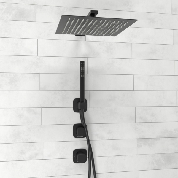 Душевая система со смесителем Wasserkraft Nuthe 9100 A9151.264.219.162.327.242.217 монтаж встраиваемая в стену без термостата черный