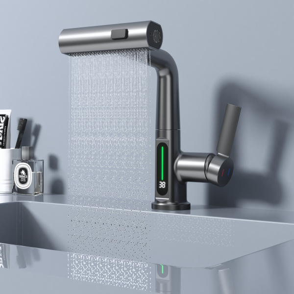 Смеситель для раковины Black&White Universe SD3027GM оружейная сталь