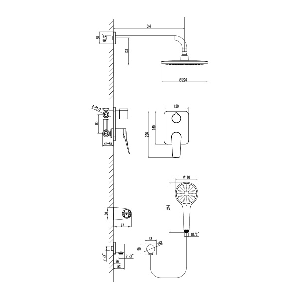 Душевая система со смесителем Lemark Bronx LM3729MW монтаж встраиваемая в стену без термостата белый матовый