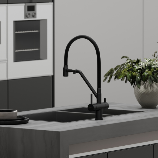 Смеситель для кухни Sancos Dora SC4003MB с подключением к фильтру черный матовый