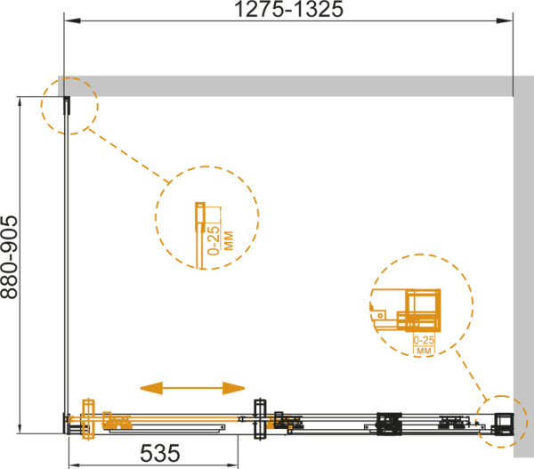 Душевой угол Cezares Duet Soft DUET SOFT-AH-1-130/90-C-Cr прямоугольная  стекла прозрачные, профиль хром