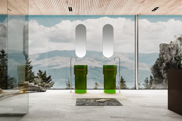 Раковина  круглая Abber Kristall AT2701Emerald-H полиэфирная смола цвет зеленый