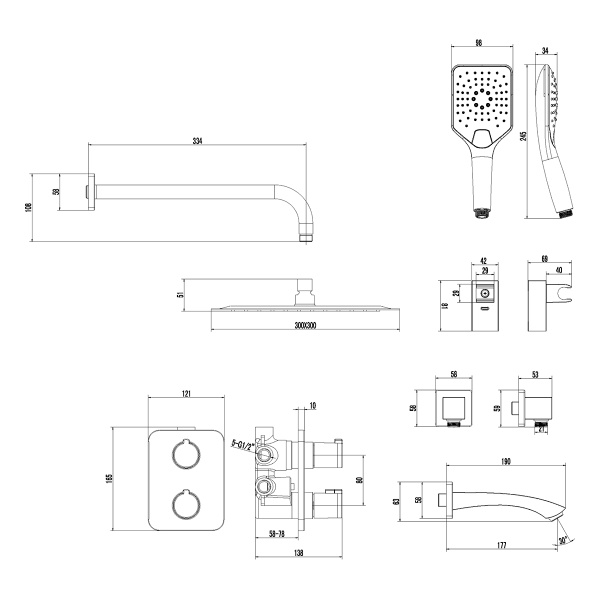 Душевая система со смесителем Lemark Yeti LM7842C монтаж встраиваемая в стену с термостатом хром