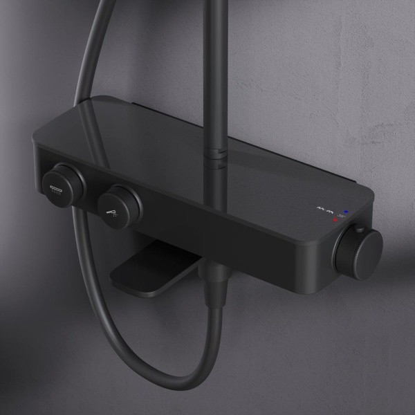 Душевая система со смесителем Am.Pm Inspire V2.0 F0750A522 монтаж настенная с термостатом черный