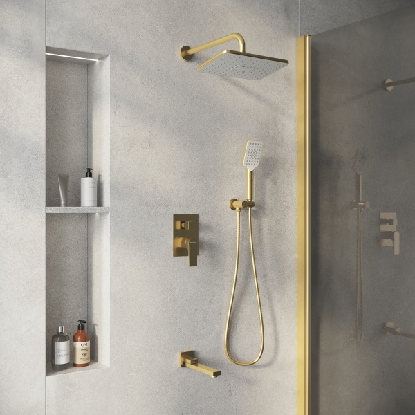 Душевая система со смесителем Grossman Classic 501.K35.04.320 монтаж встраиваемая  в стену без термостата золото
