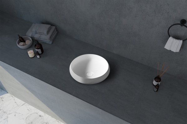 Раковина  круглая Abber STEIN AS2613 искусственный камень цвет белый матовый