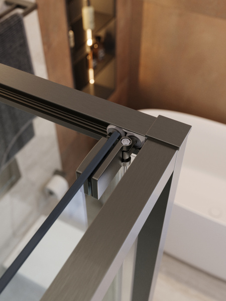 Душевой угол Cezares Lux LUX-AH-FS-1-70/80-C-GM прямоугольный 70x80 стекла прозрачные, профиль оружейная сталь