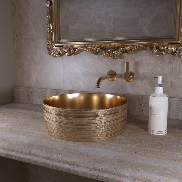 Раковина  круглая Grossman Color GR-5010GG фаянс цвет золото