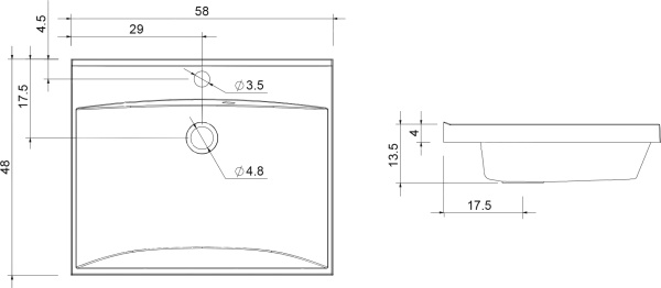 Раковина накладная прямоугольная Aquanet Нота 281220 960 цвет белый
