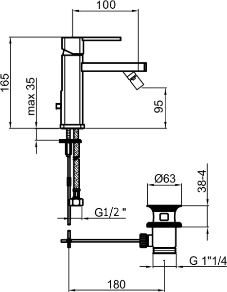 Смеситель для биде Webert Azeta New AA840102015 латунь хром
