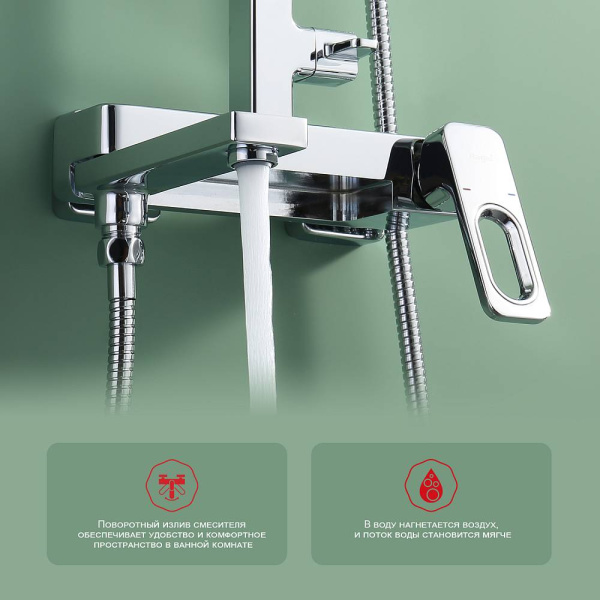 Душевая система со смесителем Raglo  R51.24 монтаж настенная без термостата хром