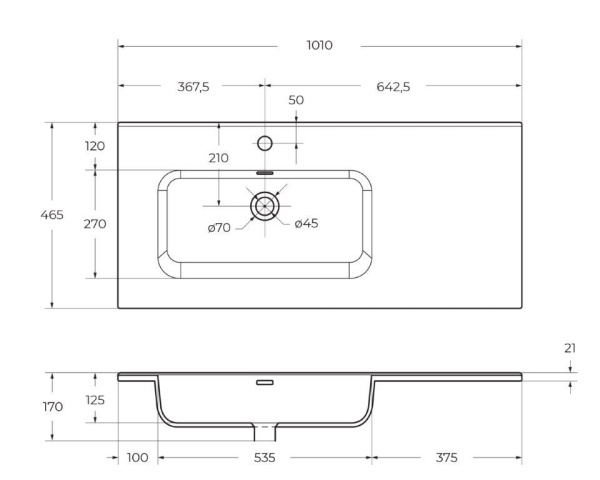 Раковина мебельная прямоугольная BelBagno  BB1000ETL-L фарфор цвет белый