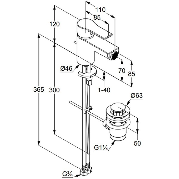 Смеситель для биде Kludi Zenta SL 485303965 латунь черный