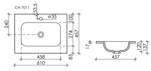 Раковина мебельная прямоугольная Ceramica Nova Grace CN7011MB фарфор цвет черный матовый