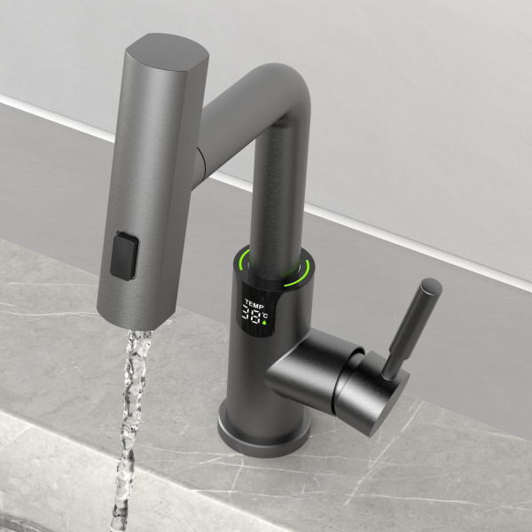 Смеситель для раковины Black&White Universe SD3028GM оружейная сталь