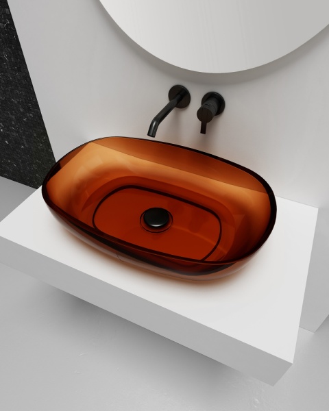 Раковина  овальная Abber Kristall AT2805Opal полиэфирная смола цвет коричневый