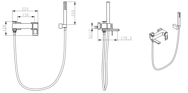 Смеситель для ванны Boheme Q 143-WUW на борт ванны 
без термостата 