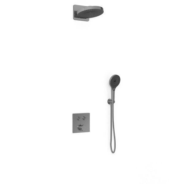 Душевая система со смесителем Vincea Inspire VSFW-4I211GM монтаж встраиваемая в стену без термостата вороненая сталь