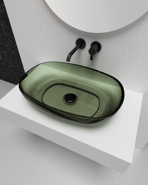 Раковина  овальная Abber Kristall AT2805Vesuvian полиэфирная смола цвет оливковый